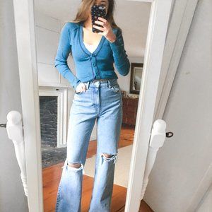 American Eagle Blue Button Down Cardigan